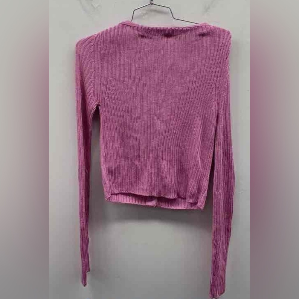 Free People Ribbed Pink Cropped Cardigan Sweater - Picture 2 of 3